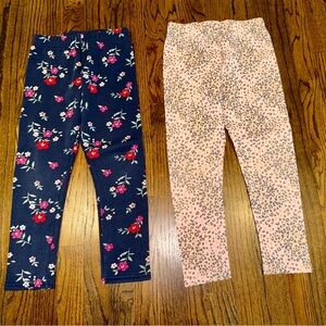 Carters girls fleece lined cozy leggings size 8 winter 2 pairs flowers blue pink
